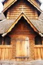 Wooden elements of the stave church, Norway Royalty Free Stock Photo