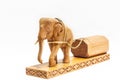 Wooden elephant handmade isolated on white background