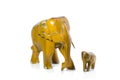 Wooden elephant sculpture isolate on white background Royalty Free Stock Photo