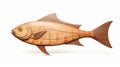 Detailed Digital Illustration Of A Carved Wood Fish On White Background