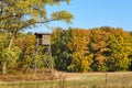 Wooden elevated deer hunting blind. Royalty Free Stock Photo