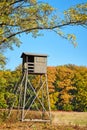 Wooden elevated deer hunting blind. Royalty Free Stock Photo