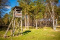 Wooden elevated deer hunting blind Royalty Free Stock Photo