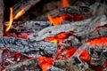 Wooden embers close-up