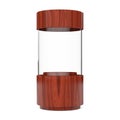 Wooden Empty Glass Shop Showcase Cylinder. 3d Rendering