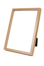 Wooden empty photo frame on white background Royalty Free Stock Photo