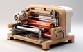 Wooden Enveloping machine isolated on transparent background. Royalty Free Stock Photo