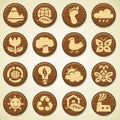 Wooden environment icons set