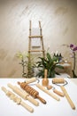 Wooden equipment for anti-cellulite maderotherapy massage Royalty Free Stock Photo