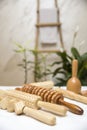 Wooden equipment for anti-cellulite maderotherapy massage Royalty Free Stock Photo