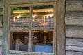 Wooden ethnic house window closeup