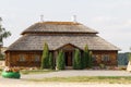 Wooden ethnic houses on rural landscape - village of birthplace of Tadeusz Kosciuszko - Kossovo, Belarus Royalty Free Stock Photo