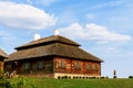 Wooden ethnic houses on rural landscape - village of birthplace of Tadeusz Kosciuszko - Kossovo, Belarus Royalty Free Stock Photo