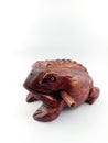 Wooden ethnic percussion musical Frog Rattle isolated on white Royalty Free Stock Photo