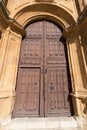 Wooden exterior door of Parish Santa Ana in Penaranda de Duero