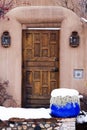 Wooden Exterior Entryway in Santa Fe, New Mexico Royalty Free Stock Photo