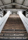 Wooden exterior stairs at train station