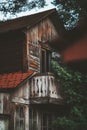 The wooden facade of a summer house Royalty Free Stock Photo