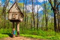 Wooden fairytale house of Baba Yaga in Krasnokutsk park, Kharkiv region, Ukraine Royalty Free Stock Photo