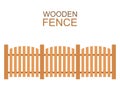 Wooden farm boards fence wood silhouette construction in flat style