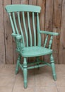 Wooden Farmhouse Grandfather Chair in green