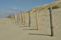 Wooden fence along the beach and dunes. Royalty Free Stock Photo