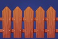 Wooden fence barrier from planks with nails construction in cartoon style isolated. Game element, background, detailed Royalty Free Stock Photo