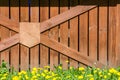 Wooden fence. a barrier, railing, or other upright structure, ty