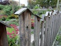 Wooden birdhouses garden trellis Royalty Free Stock Photo