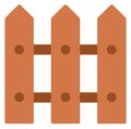Wooden fence color icon. Yard hedge symbol