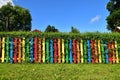 Wooden fence bright colors