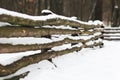 Wooden fence covered with snow Royalty Free Stock Photo