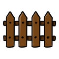 Wooden Fence Doodle Icon. Single Cartoon Illustration