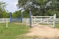 Wooden fence and gate on a farm in the Pantanal Wetlands, Mato Grosso, Brazil Royalty Free Stock Photo