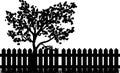 Wooden Fence with grass and tree silhouette isolated vector symbol icon design. Royalty Free Stock Photo