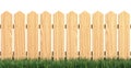 Wooden fence on grass with white background 3d rendering Royalty Free Stock Photo