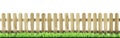 Wooden fence with green grass isolated on white background with clipping path, for decoration graphic design Royalty Free Stock Photo