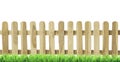 Wooden fence with green grass isolated on white background Royalty Free Stock Photo