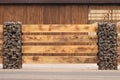 Modern Fence Made From Metal Siding And Profile Sheet Like As Natural Wood Board Royalty Free Stock Photo