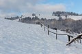 Wooden fence on meadow edge