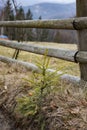 Wooden fence with overlooking to mountains