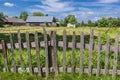 Wooden fence in Poland, rural area of Mazowsze region Royalty Free Stock Photo