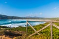 Wooden fence by the sea in Porto Ferro Royalty Free Stock Photo