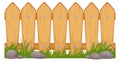 Wooden fence seamless border. Horizontal cartoon hedge