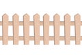 Wooden fence seamless pattern on white background, cartoon vector illustration. Garden decor, design element for kids