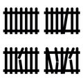 Wooden fence vector in black color