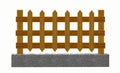 wooden fence The white background can be isolated for a scene illustration. design and decoration Royalty Free Stock Photo