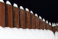 Wooden fence in winter