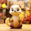 Wooden Ferret Figure: High Quality, Detailed Face, Bright Colors