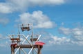 The wooden Ferris wheel and bright blue sky at Windtime Khao kho , Phetchabun. Royalty Free Stock Photo